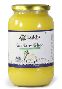Pure A2 Gir Cow Ghee Bilona Method Hand-Churned, Farm Fresh & Traditionally Made | 1.00 L & 0.500 L Packs | Lukhi Dairy Farm Authentic Ghee