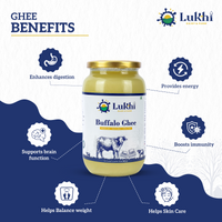 Pure Desi Buffalo Ghee – Traditional Bilona Method | 1 L & 500 ml | 100% Natural | Glass Bottle