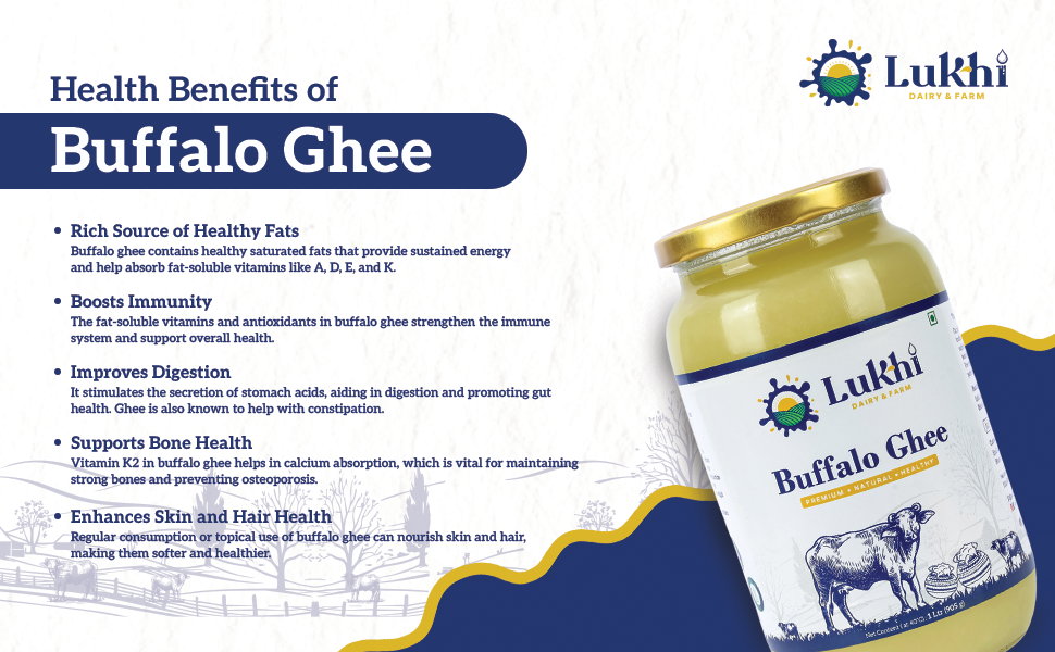 Pure Desi Buffalo Ghee – Traditional Bilona Process – Glass Bottle – 1L-100% Natural & Traditional Bilona Method – Premium Desi Ghee